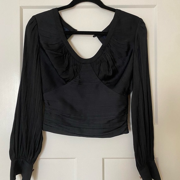Anthropologie Tops - Anthropologie Black Blouson Blouse with open back size Small